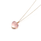 FANCIME "Pink Pom Pom" Heart 14K Rose Gold Necklace Detail