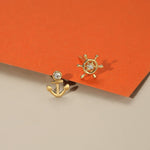 FANCIME Tiny Anchor 18K Yellow Gold Stud Earrings Show