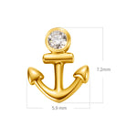 FANCIME Tiny Anchor 18K Yellow Gold Stud Earrings Size