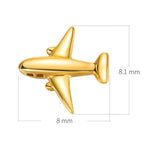 FANCIME Tiny Airplane 18K Yellow Gold Stud Earrings Size
