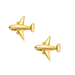 FANCIME Tiny Airplane 18K Yellow Gold Stud Earrings Main