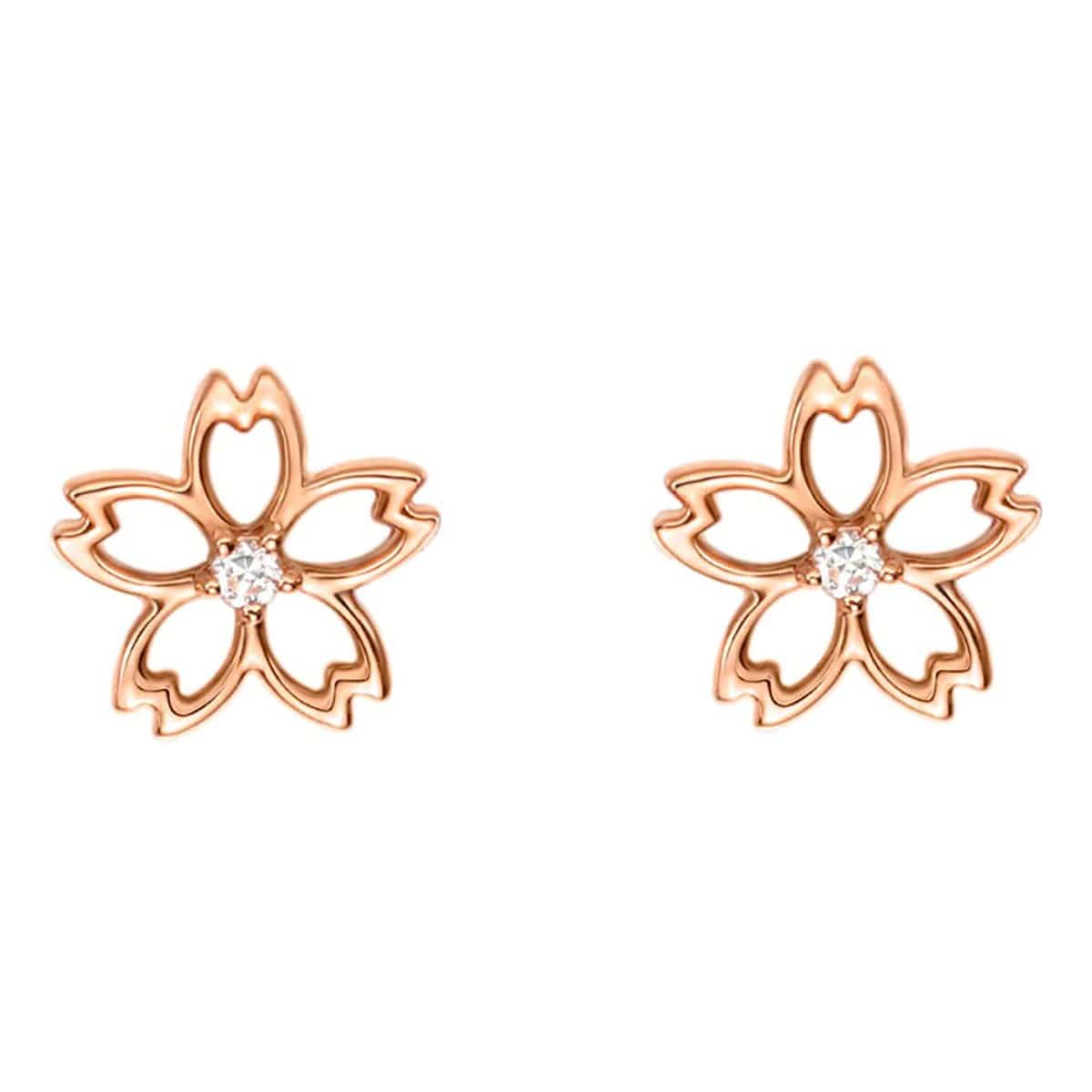 FANCIME "Lia" Diamond Cherry Blossom 14K Rose Gold Studs