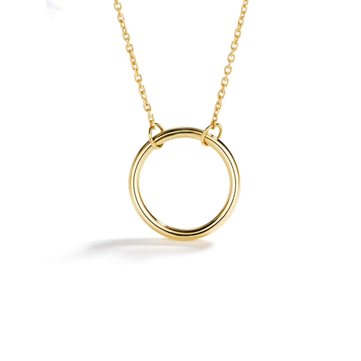 FANCIME Karma Open Circle 14K Solid Yellow Gold Necklace Main