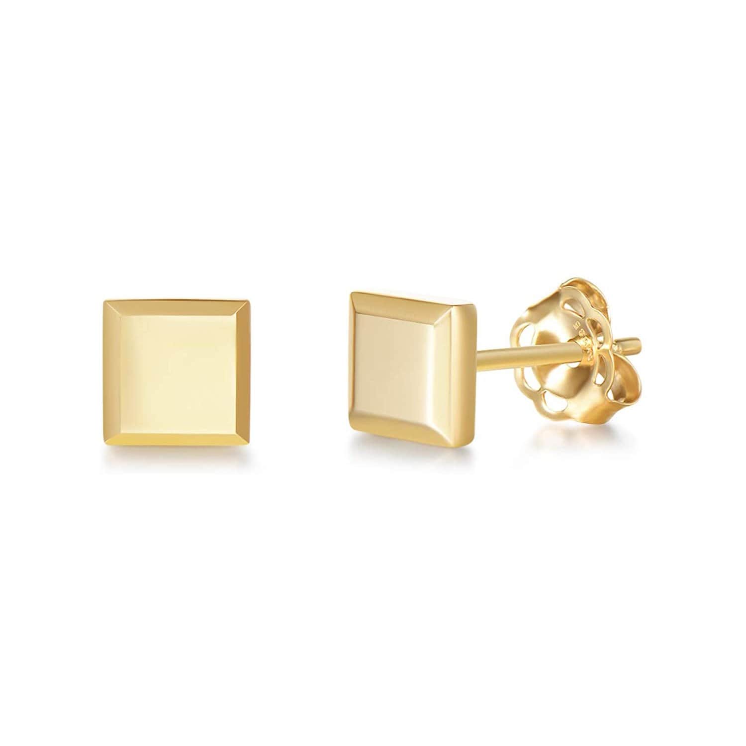 FANCIME Minimalist Square 14k Yellow Gold Stud Earrings Main