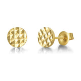 FANCIME Round Diamond-Cut 14K Yellow Gold Stud Earrings Main