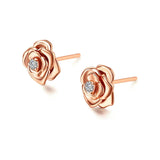 FANCIME "My Rose" Diamond Rose 14k Rose Gold Stud Earrings Side