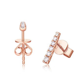 FANCIME "Rosé All Day" Diamond Bar 14k Solid Rose Gold Stud Earrings Main