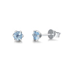 Natural Blue Aquamarine Stud Earrings in 14k White Gold  Dainty Jewelry for Her