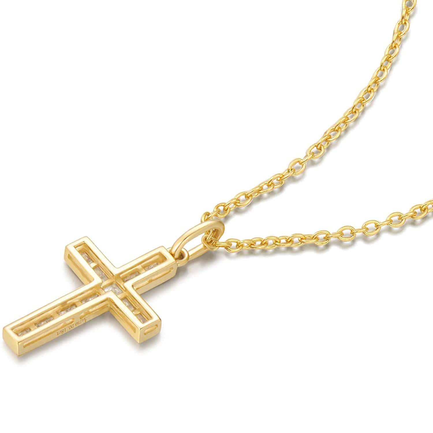 FANCIME Cross 18K Real Gold Necklace Yellow Back