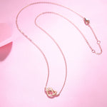 FANCIME Knotted Heart 14K Solid Rose Gold Necklace Full