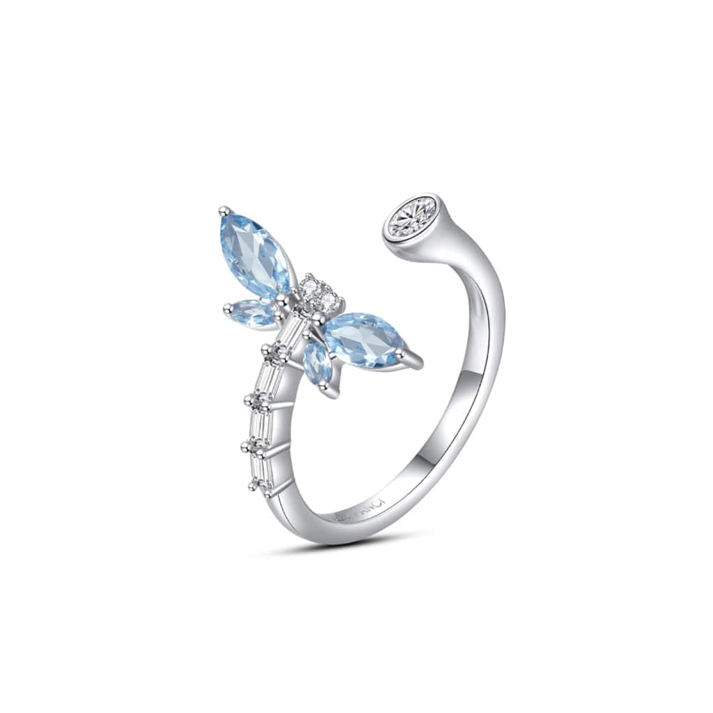 FANCIME "Crystal Dream" Dragonfly Open Sterling Silver Ring Main