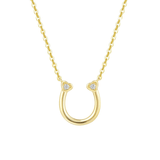 Diamond Horseshoe Heart Necklace in 14K Yellow Gold