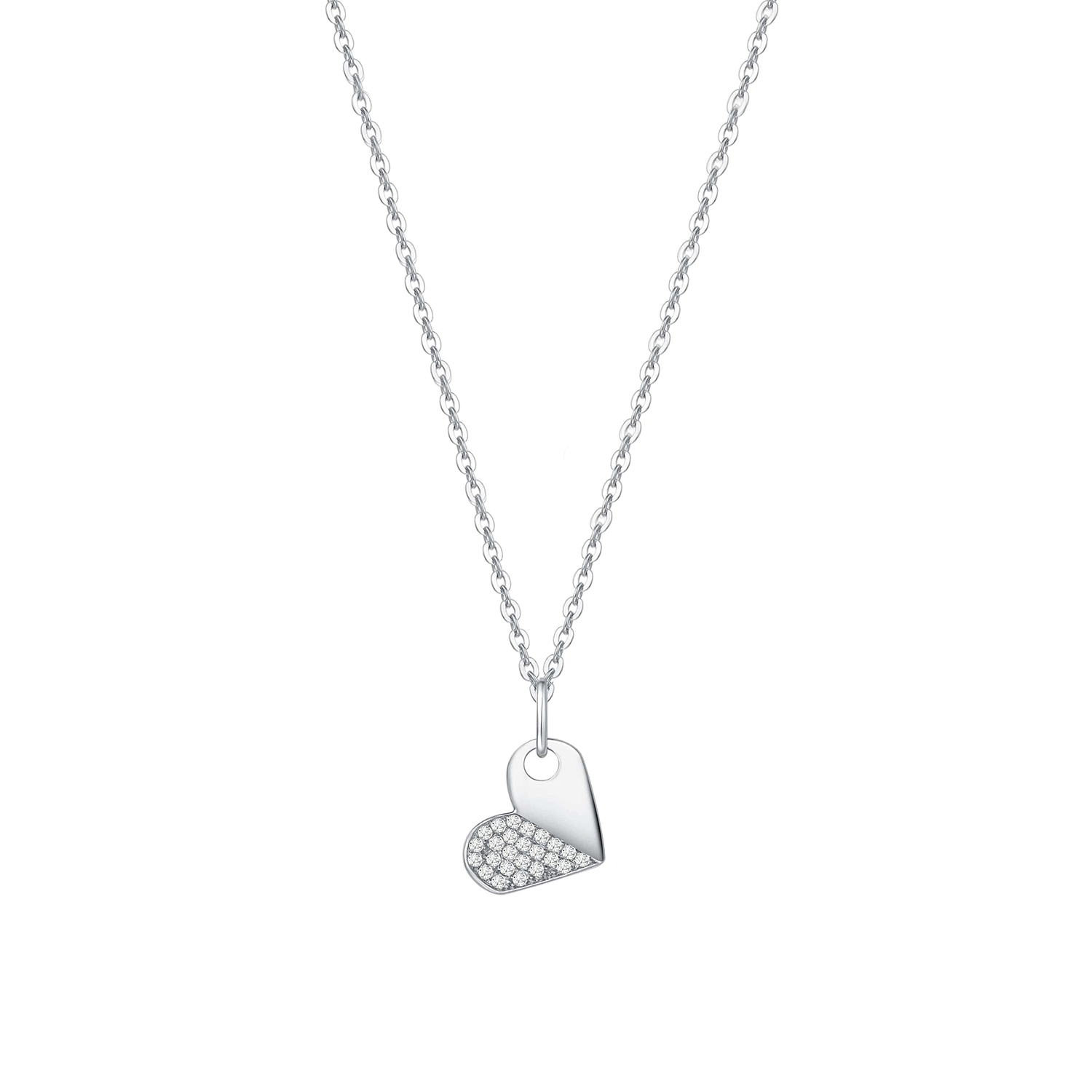 FANCIME Half Open Heart 18K White Gold Necklace Main