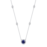 FANCIME "Always Brilliant" Sterling Silver Halo Setting Round Necklace Klein Blue Main