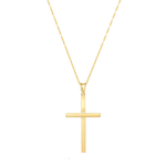 Polished Simple Cross Pendant on 18 Inch long yellow gold chain