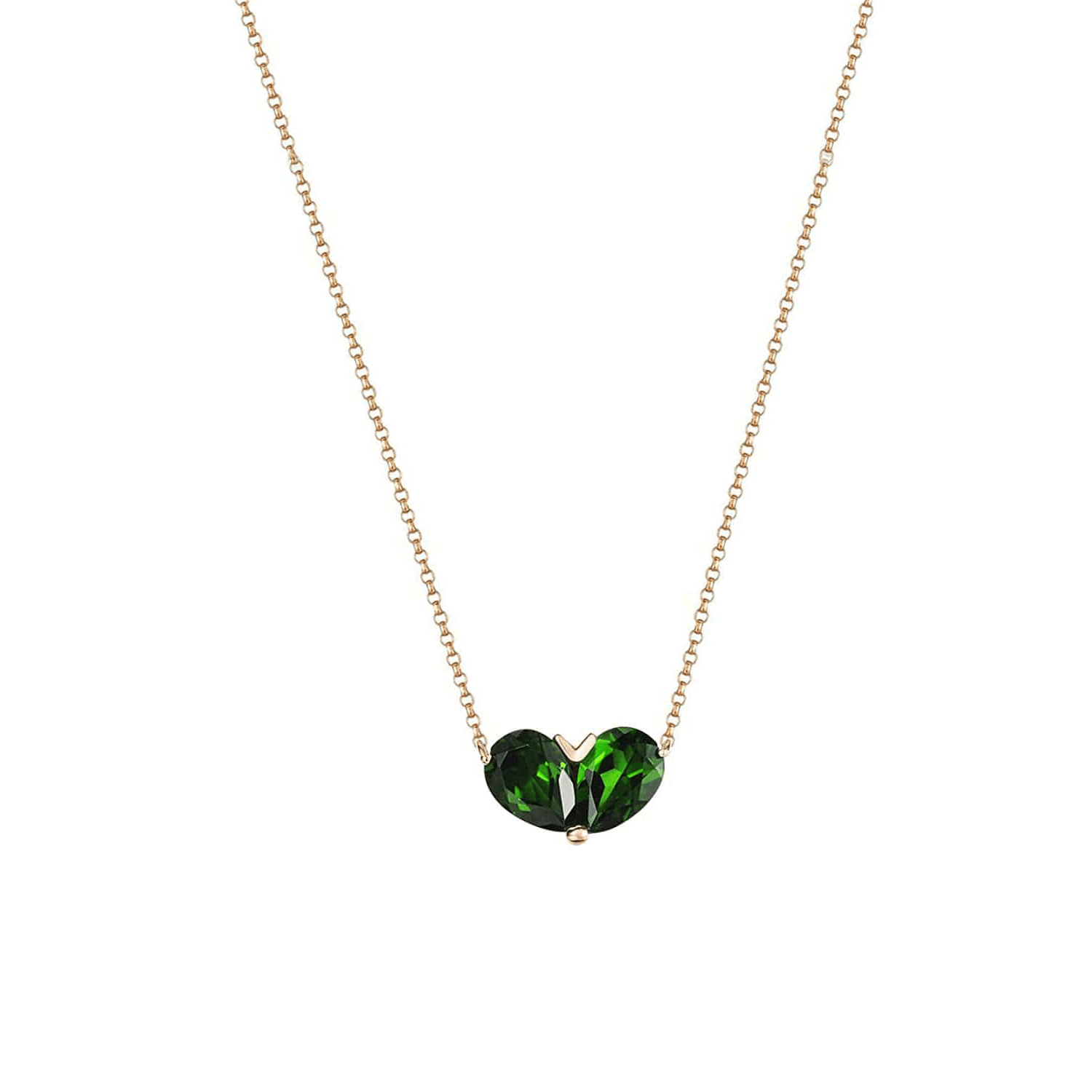FANCIME Green Tourmaline Heart 18k Rose Gold Necklace Main