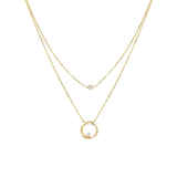 FANCIME Diamond and Circle Layered 14K Yellow Gold Necklace Main