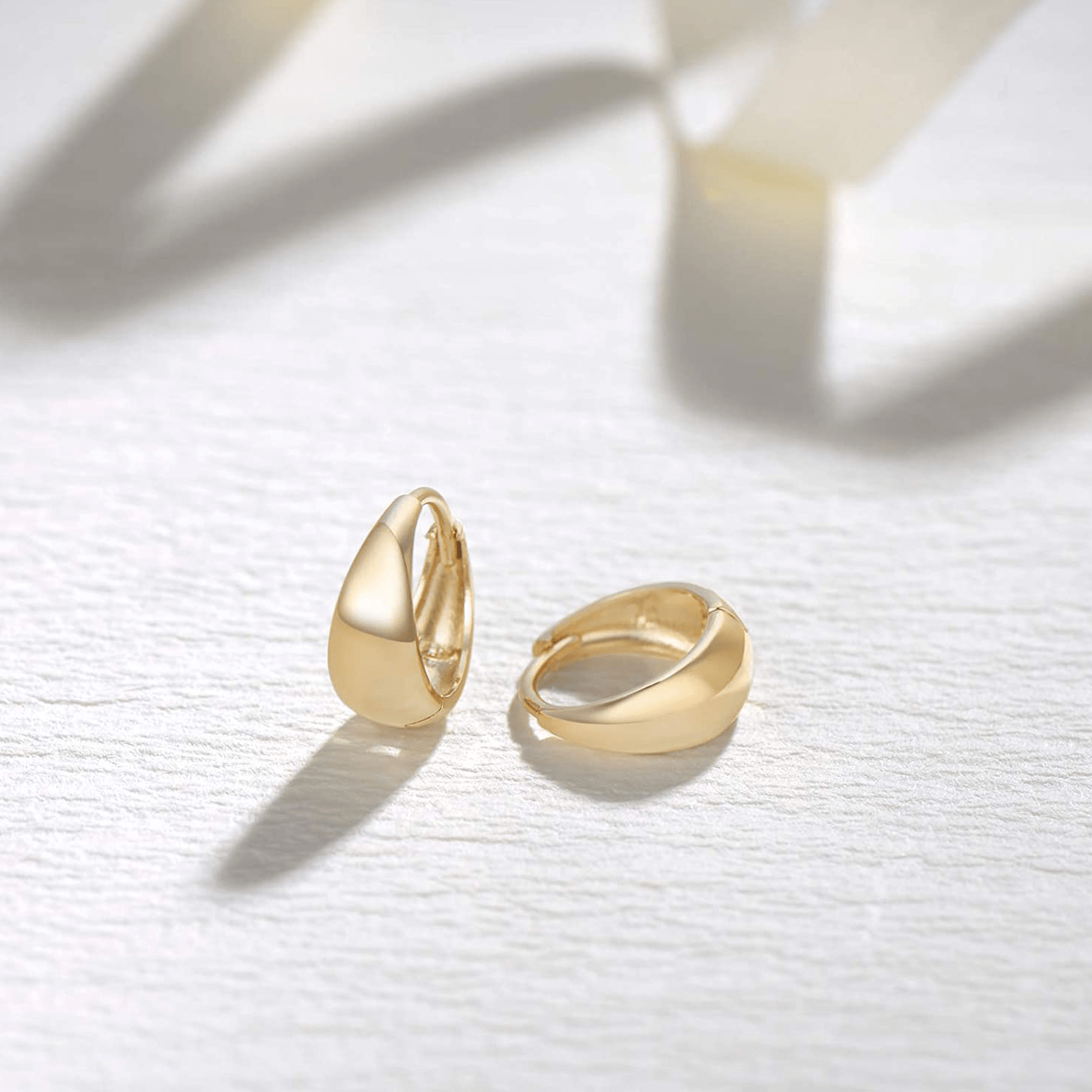 FANCIME Small Tapered 14K Yellow Gold Hoop Earrings Show