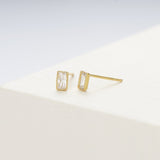 FANCIME Emerald Cut 14K Yellow Gold Stud Earrings Show