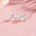 FANCIME "Satin Bow" Cute Bow Sterling Silver Earrings Show