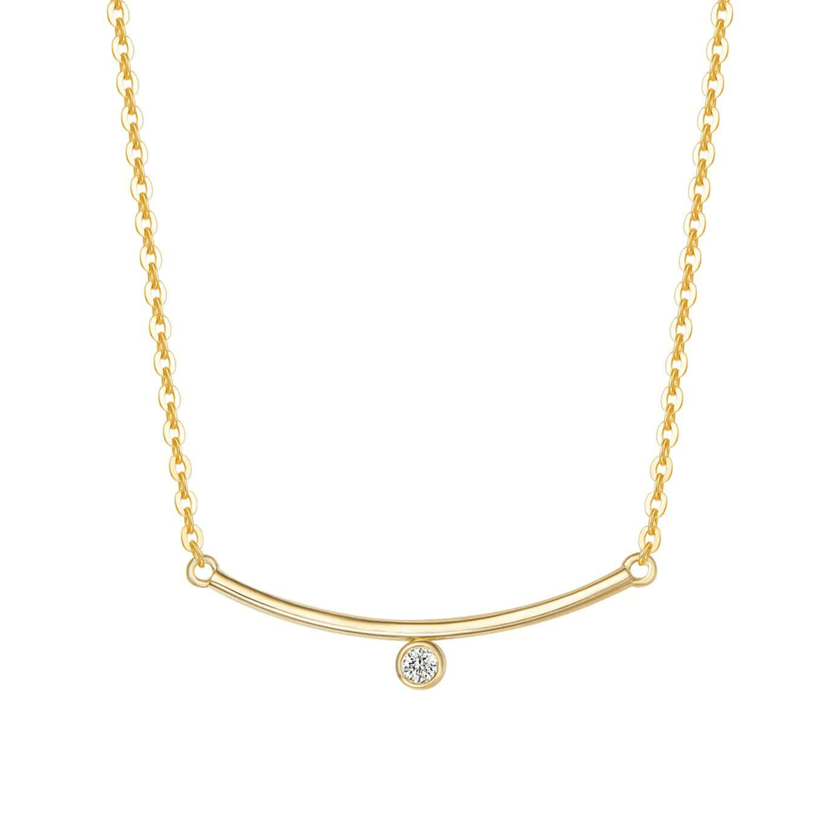 "Diamond Under Lining" 14K Yellow Gold Necklace