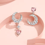 FANCIME "Pink Dream" Moon Star Sterling Silver Dangling Earrings Show