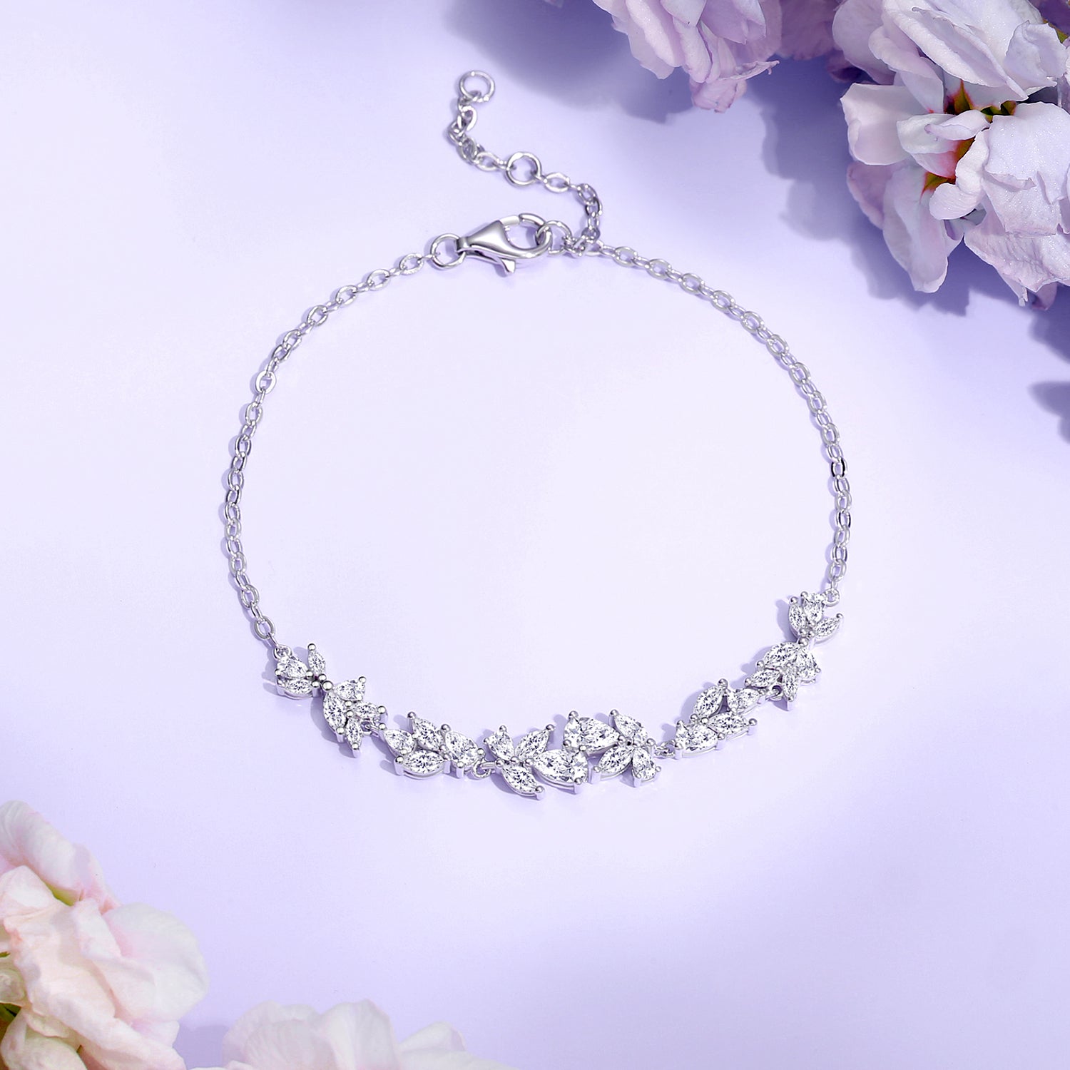 FANCIME “Wisteria Whisper” Flower Sterling Silver Bracelet Show