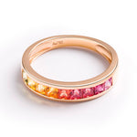 Fanci "Rosy Rainbow" Sapphires Band 18K Rose Gold Ring Back
