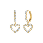 FANCIME "Estella" Diamond Heart Dangling 14K Gold Hoops Main