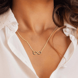 FANCIME "Ever Eternal" Shiny Infinity Symbol 14K Solid Gold Necklace Yellow Gold Show