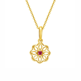 FANCIME "Red Love" Flower Dainty 14K Yellow Gold Necklace Main