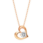 14k Rose Gold Forever Love Open Heart Flower Necklace