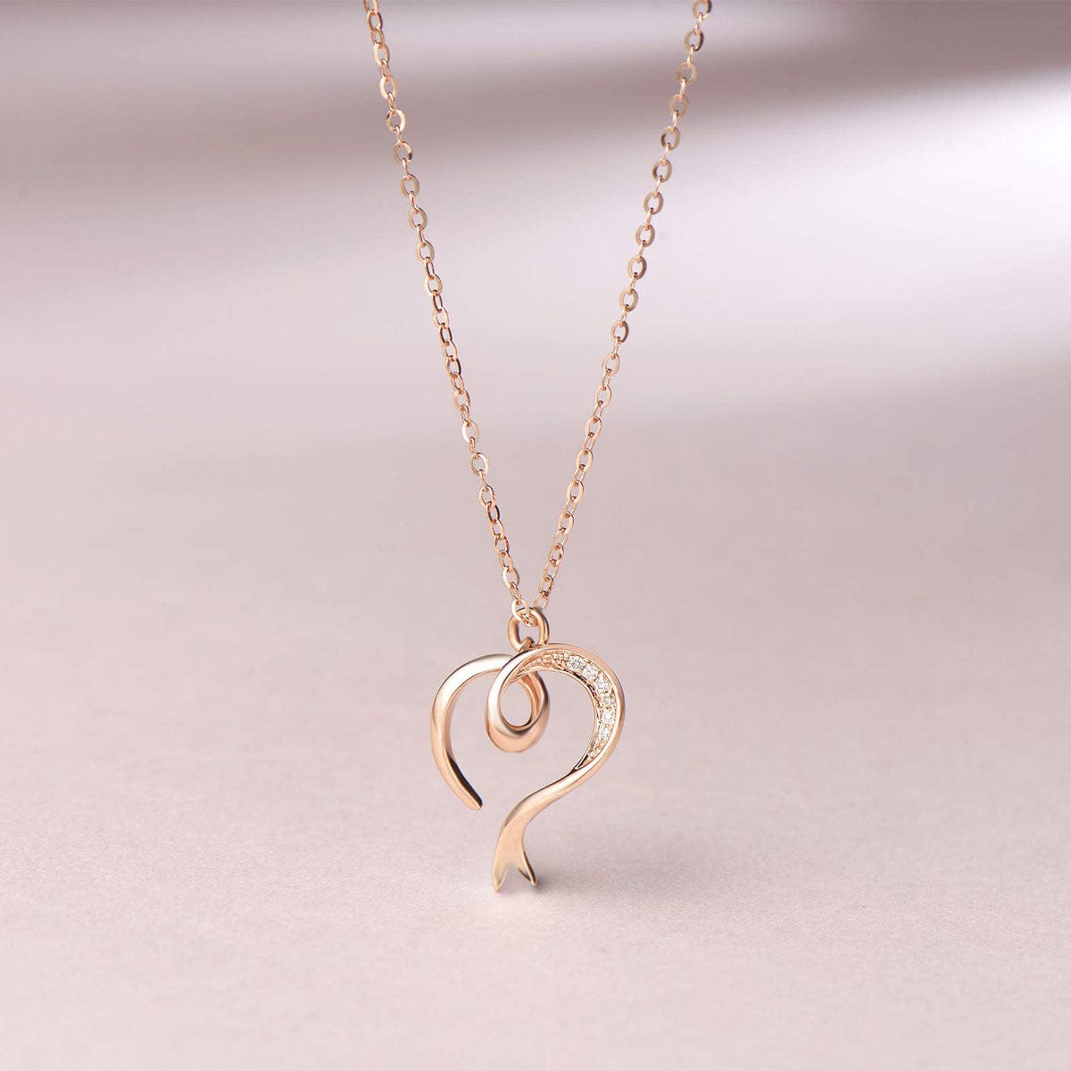 FANCIME Heart 14K Solid Rose Gold Necklace Detail