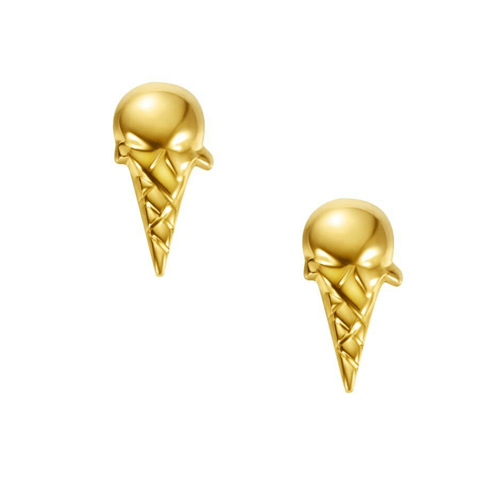 FANCIME Cute Ice Cream 18K Yellow Gold Stud Earrings Main