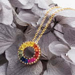FANCIME "Rainbow Ring Mini" Multi Gemstone 18K Yellow Gold Necklace Detail