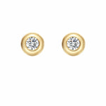 Round Stone 18K Solid Gold Round Diamond Stud Earrings