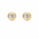 Round Stone 18K Solid Gold Round Diamond Stud Earrings
