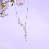 FANCIME "Wisteria Reverie" Flower Drop Y Sterling Silver Necklace Show