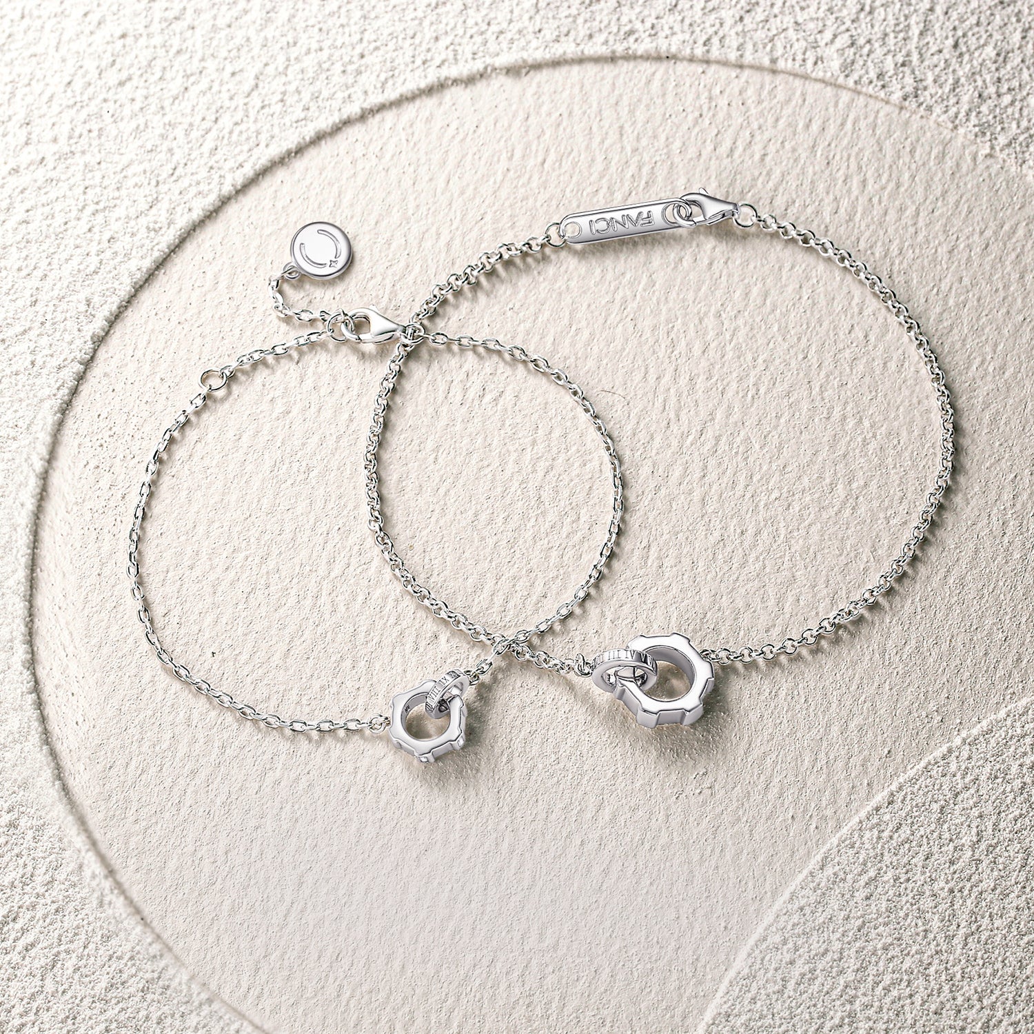 FANCIME "Infinite Time Lock" Couples Promise Matching Sterling Silver Bracelet Show