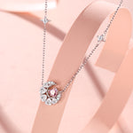 FANCIME "Pink Dream" Crescent Moon Star Sterling Silver Necklace Detail
