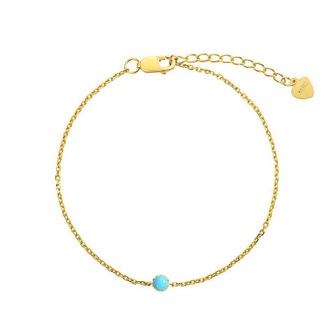 December Birthstone 18k Yellow Gold Turquoise Bracelet for women