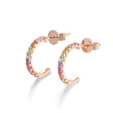FANCIME Colorful Gemstone 14k Solid Rose Gold Hoop Earrings Main