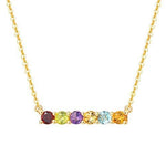 FANCIME "Star Bar" Multicolored Gemstone Bar 14K Yellow Gold Necklace Main