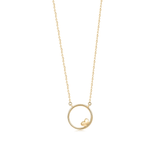 Open ring dainty everyday necklace with a mini heart in 14k yellow gold