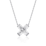 FANCIME Diamond X Cross 18K White Gold Necklace Main