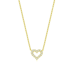 Mini heart necklace paved with white diamonds