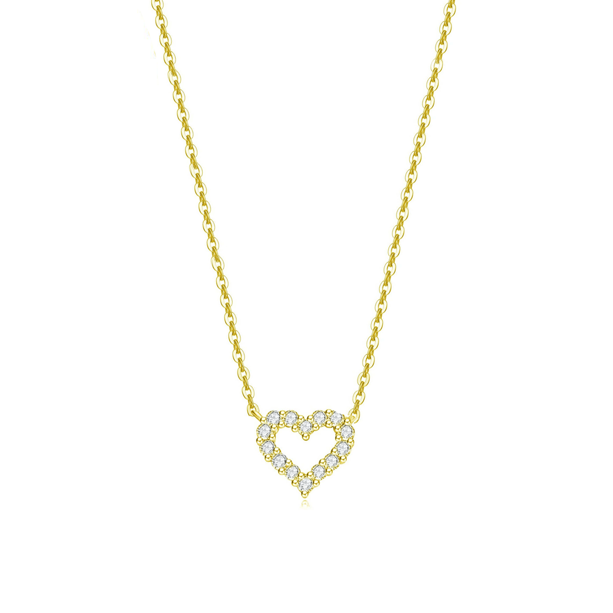 "Crystal Clear" Love Open Heart 18k Yellow Gold Necklace