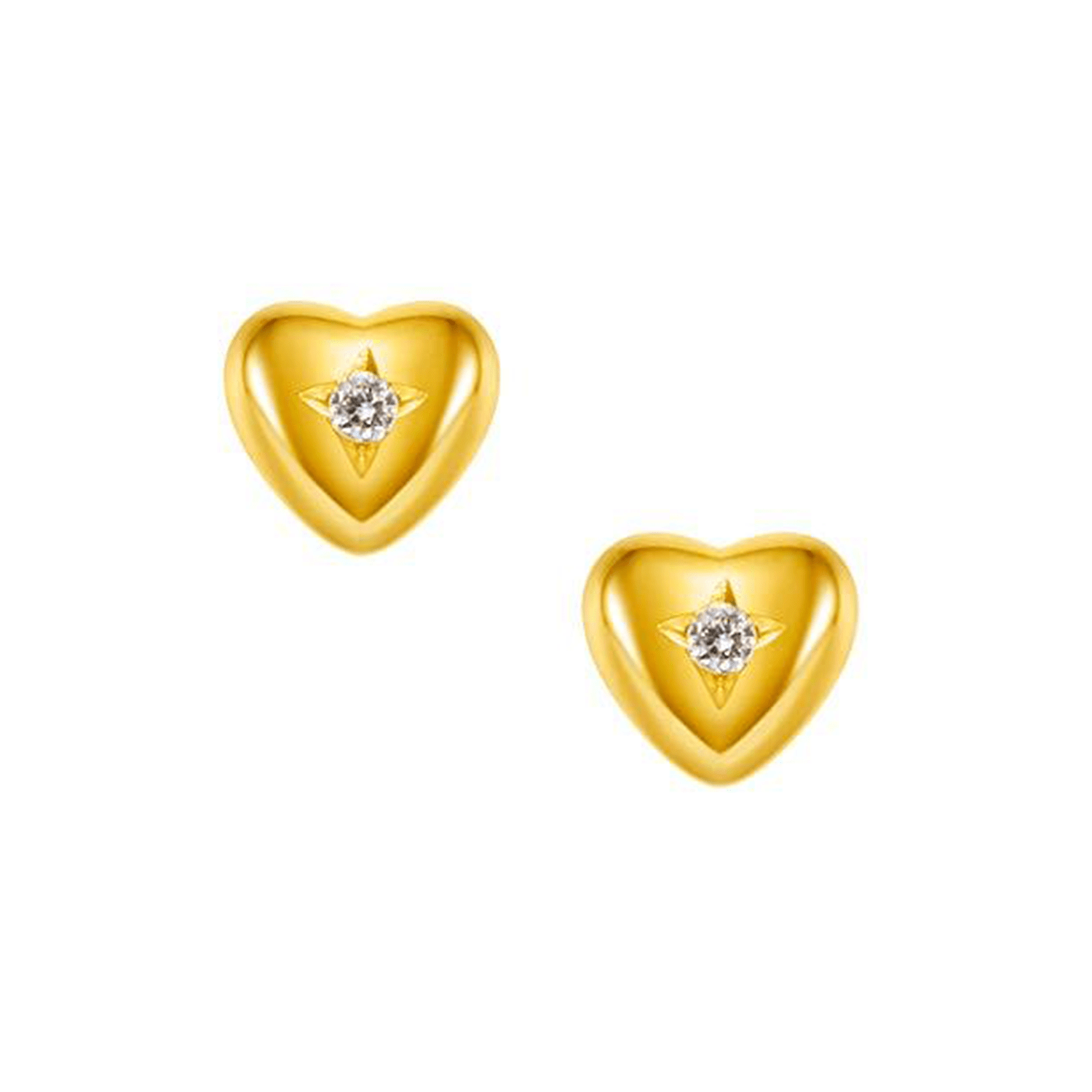FANCIME Diamond Sweet Heart 18K Yellow Gold Stud Earrings