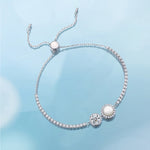 FANCIME "Pearly White" Halo Setting Sterling Silver Bracelet Show