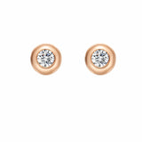 Rose gold bezel setting white diamond earrings in 18k gold